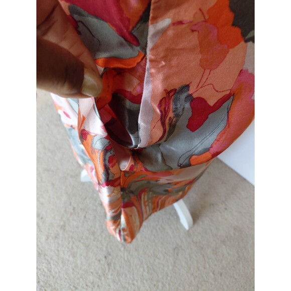 Banana Republic Size 8 Silk Orange Gray Artsy Knee-length Short Sleeve Dress - Picture 5 of 13